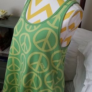 PINK Dress Green Peace Signs size medium